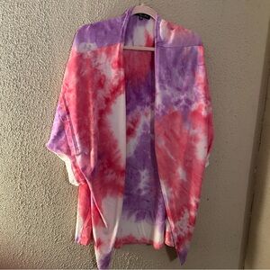 Glitzy Girlz Plus Size Tie Dye Short Sleeve Cardigan Kimono Size XL Layering
